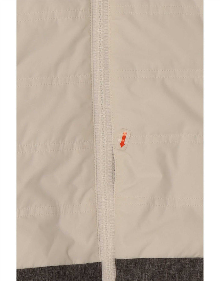 Jaqueta de esqui com capuz feminino Brugi UK 10 poliéster branco pequeno Colourblock