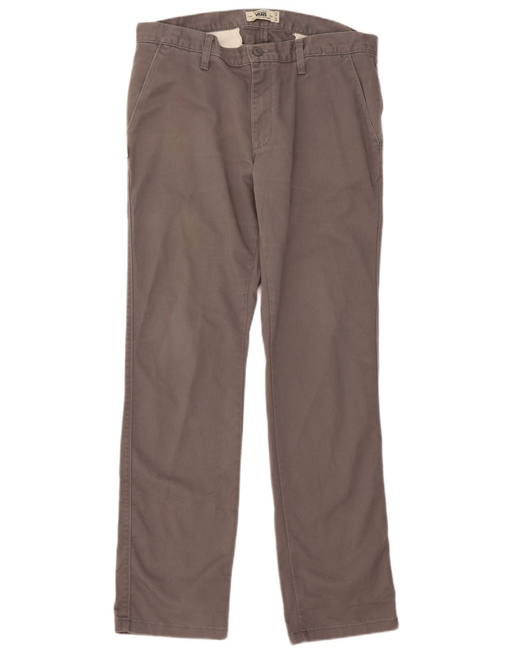 Calças Vans Mens Straight Chino W34 L33 Cinza Algodão
