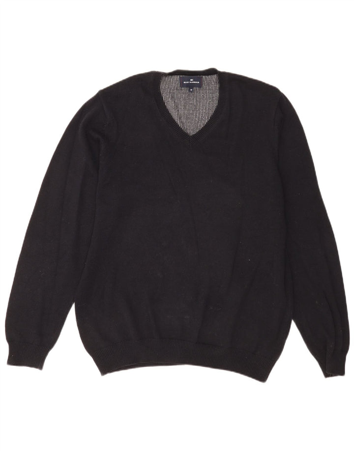 Suéter masculino Marks & Spencer Blue Harbor com decote em V azul marinho médio