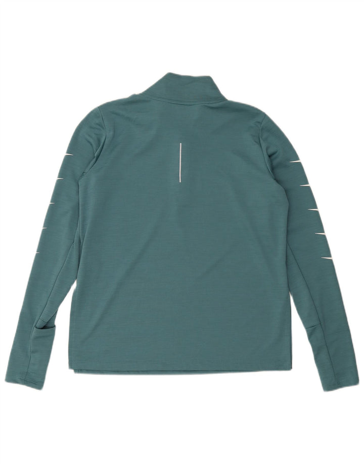 Top gráfico masculino Nike Dri Fit com decote em zíper manga comprida poliéster verde médio