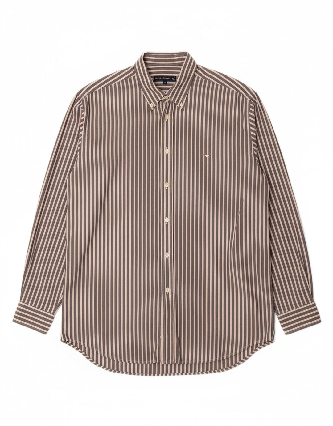 Camisa masculina GOOSE & GANDER IT 52 grande algodão listrado cinza