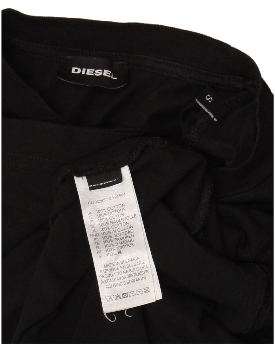 Diesel Camiseta masculina gráfica Top pequeno algodão preto