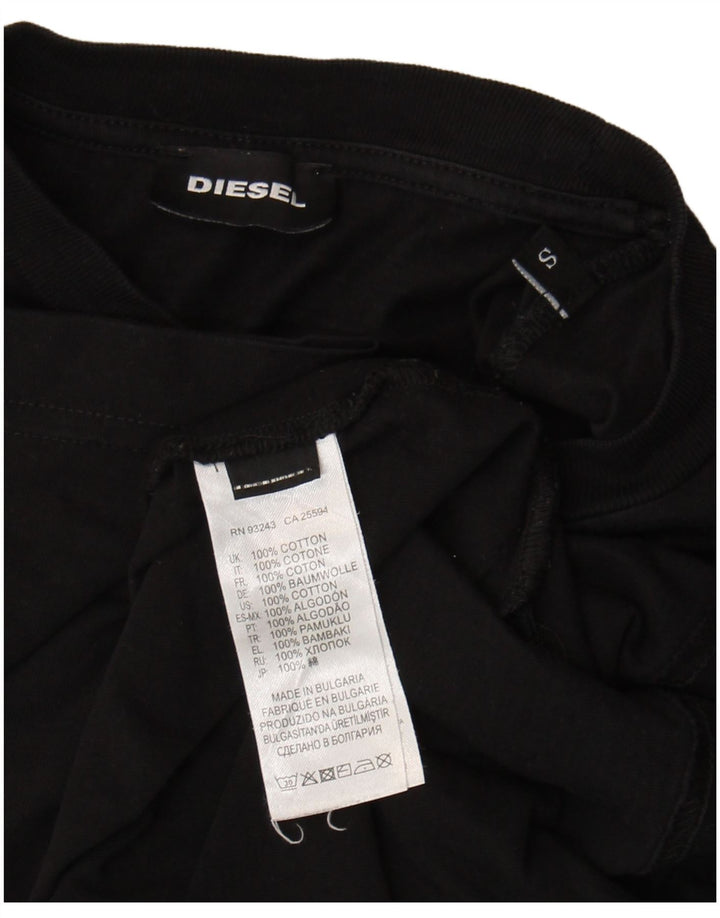 Diesel Camiseta masculina gráfica Top pequeno algodão preto
