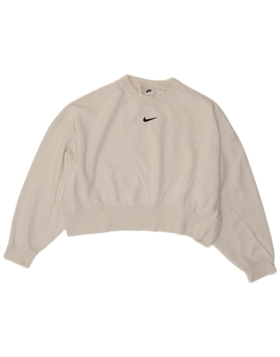 Nike Womens Oversized Crop Moletom Jumper UK 14 Médio Algodão Branco
