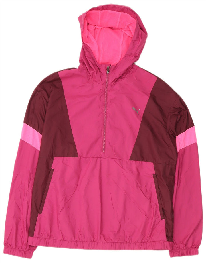 PUMA Womens Oversized Hooded Rain Jacket Reino Unido 10 Small Pink Colourblock