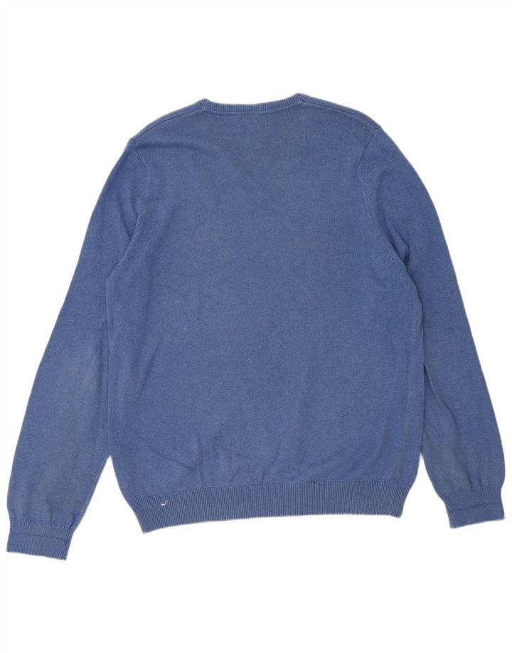 Suéter masculino Marks & Spencer com decote em V grande azul