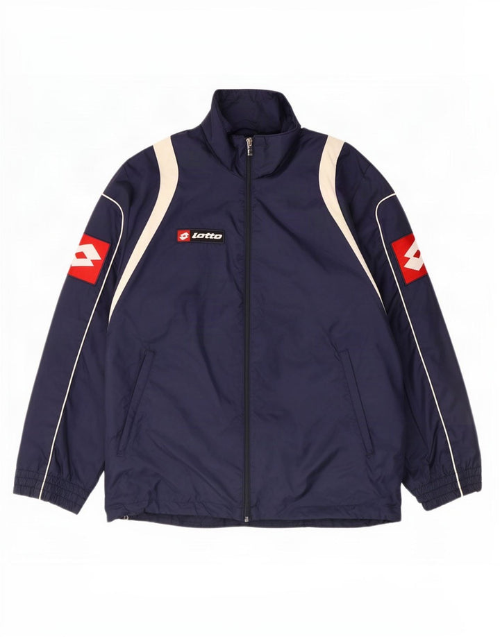 Lotto Mens Graphic Tracksuit Top Jacket pequeno bloco colorido azul marinho