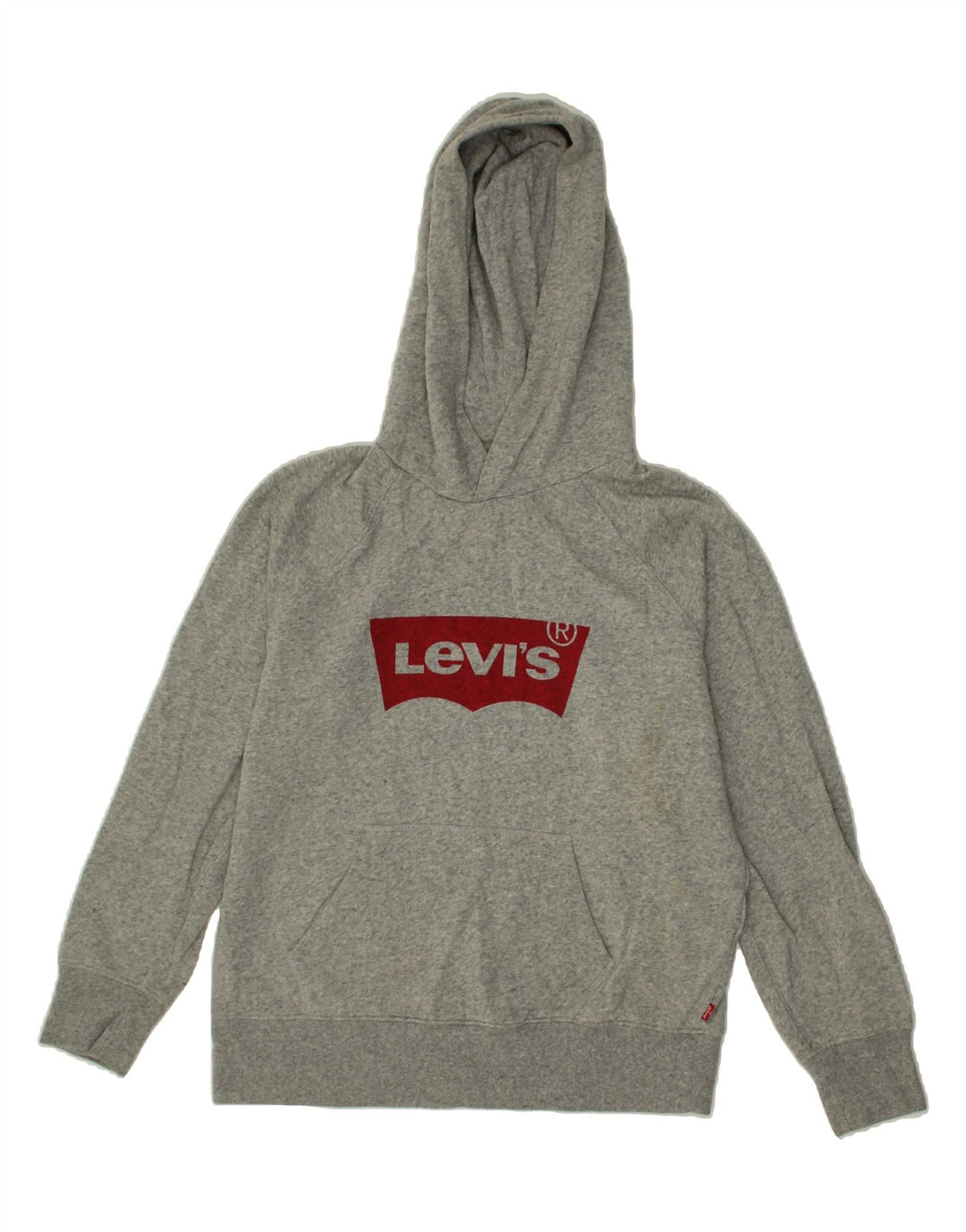 LEVI'S Womens Oversized Graphic Hoodie Jumper UK 6 XS Grey Cotton Vintage Levi's and Second-Hand Levi's from Messina Hembry 