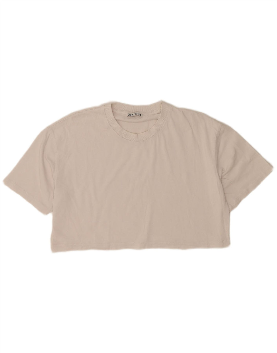 Zara Camiseta Feminina Crop Oversized Top UK 14 Médio Branco