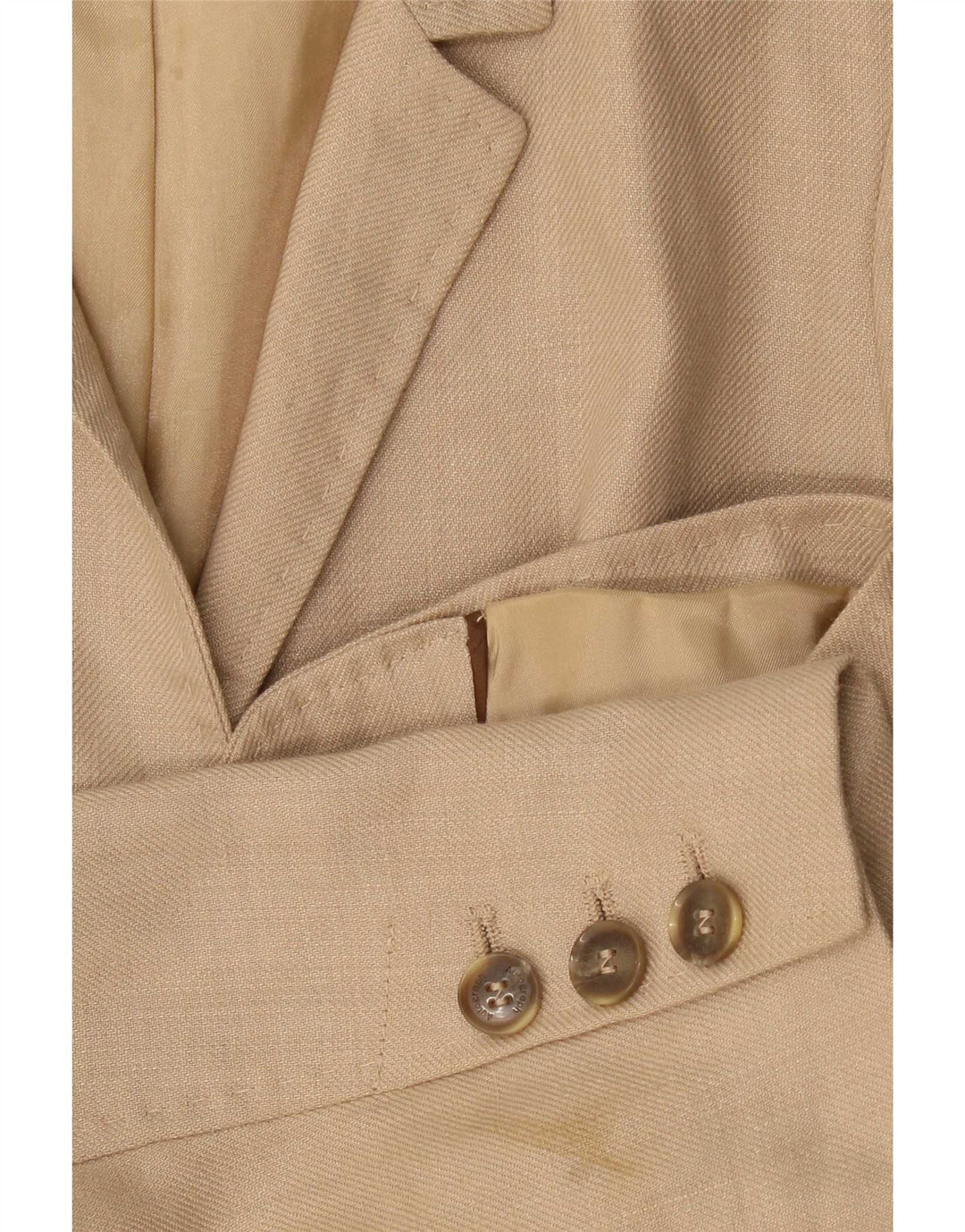 Jaqueta blazer feminina Marks & Spencer Autograph 1 botão Reino Unido 14 grande bege