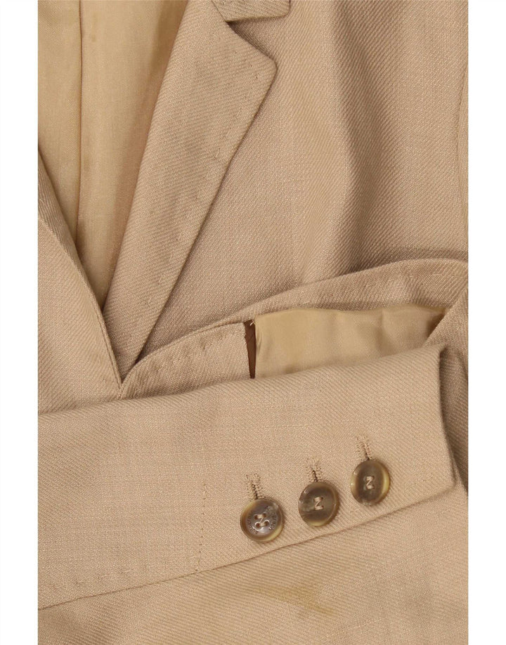 Jaqueta blazer feminina Marks & Spencer Autograph 1 botão Reino Unido 14 grande bege