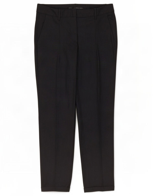 Calça feminina Zara Slim Suit pequena W27 L27 azul marinho poliéster listrado