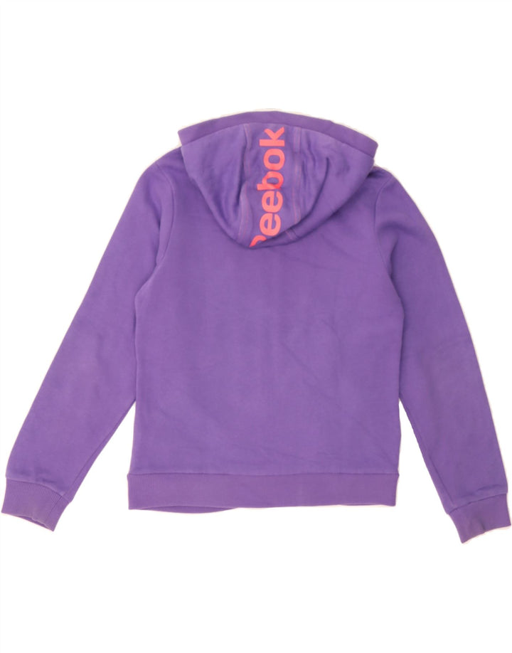 REEBOK Girls Graphic Zip Hoodie Sweater 11-12 Years Purple Cotton Vintage Reebok and Second-Hand Reebok from Messina Hembry 