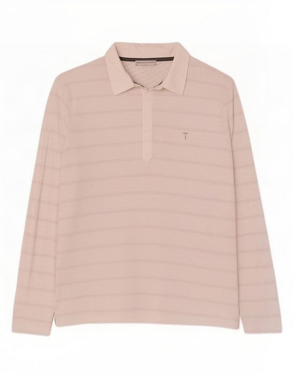 Camisa polo masculina de rugby de manga comprida Trussardi 3XL listrada branca