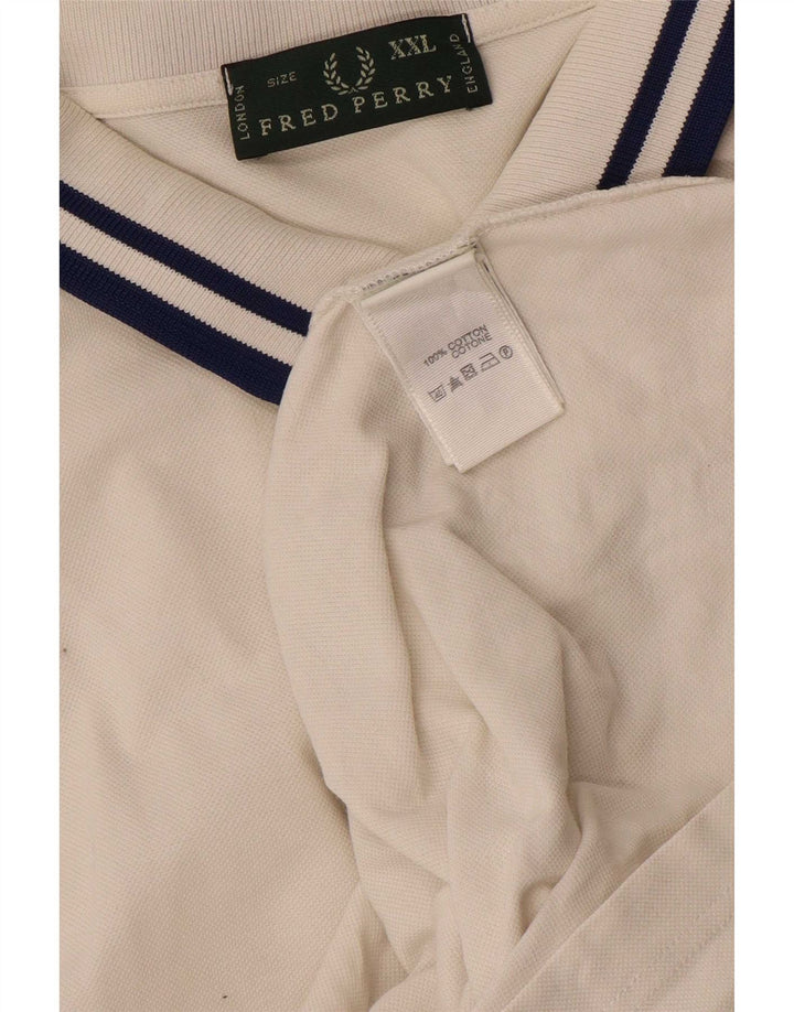 Camisa polo masculina Fred Perry 2XL algodão listrado branco