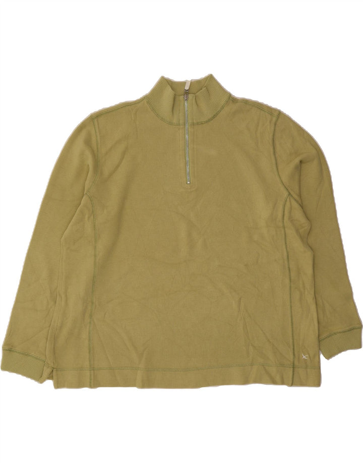 EDDIE BAUER Womens Zip Neck Sweatshirt Jumper UK 20 2XL Green Cotton Vintage Eddie Bauer and Second-Hand Eddie Bauer from Messina Hembry 
