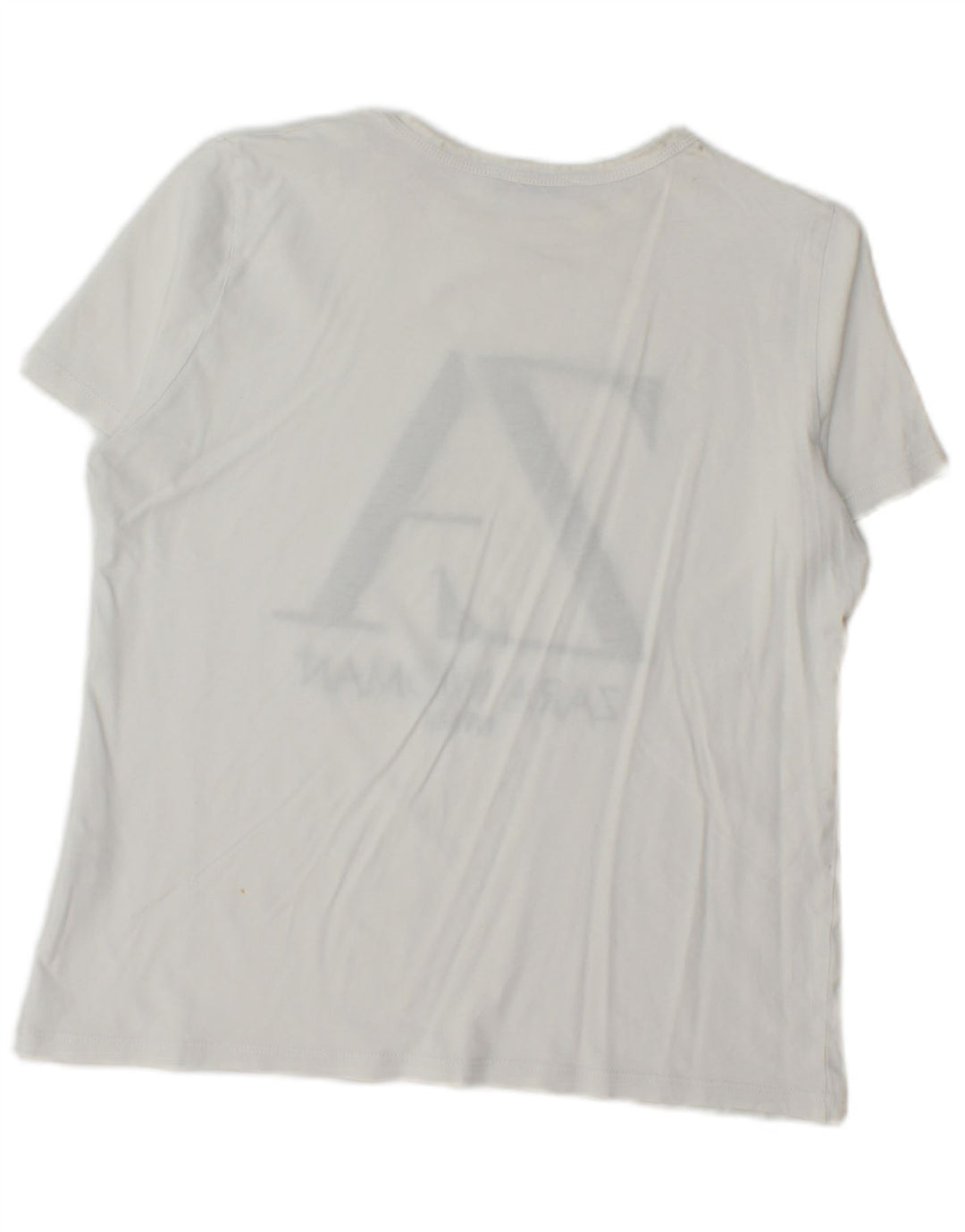 Zara Womens Graphic T-Shirt Top UK 14 Médio Algodão Branco