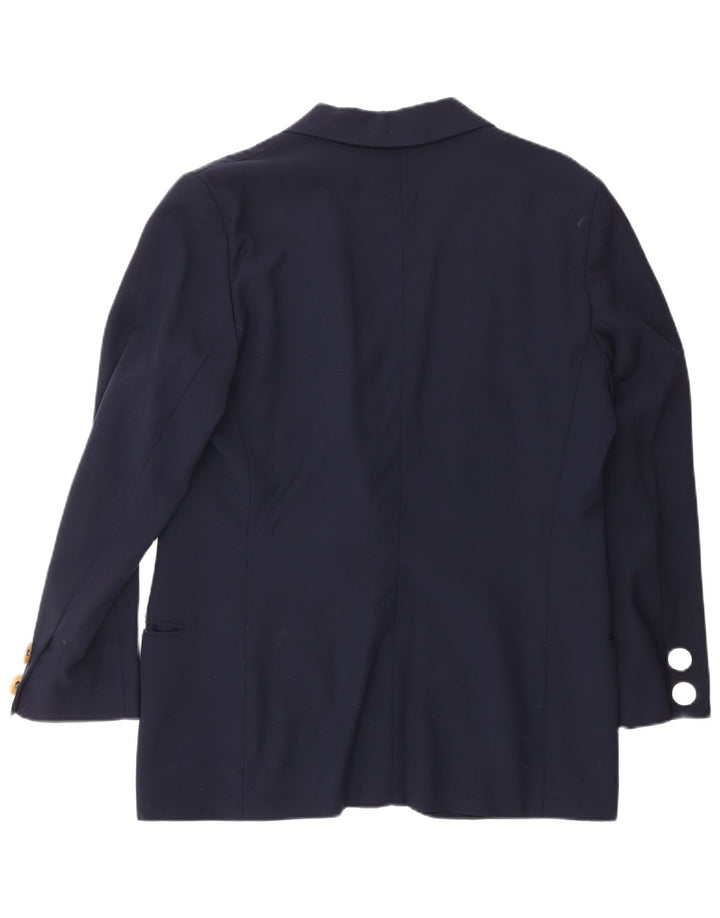 Jaqueta blazer feminina GENNY com 1 botão EUA 12 grande lã azul marinho