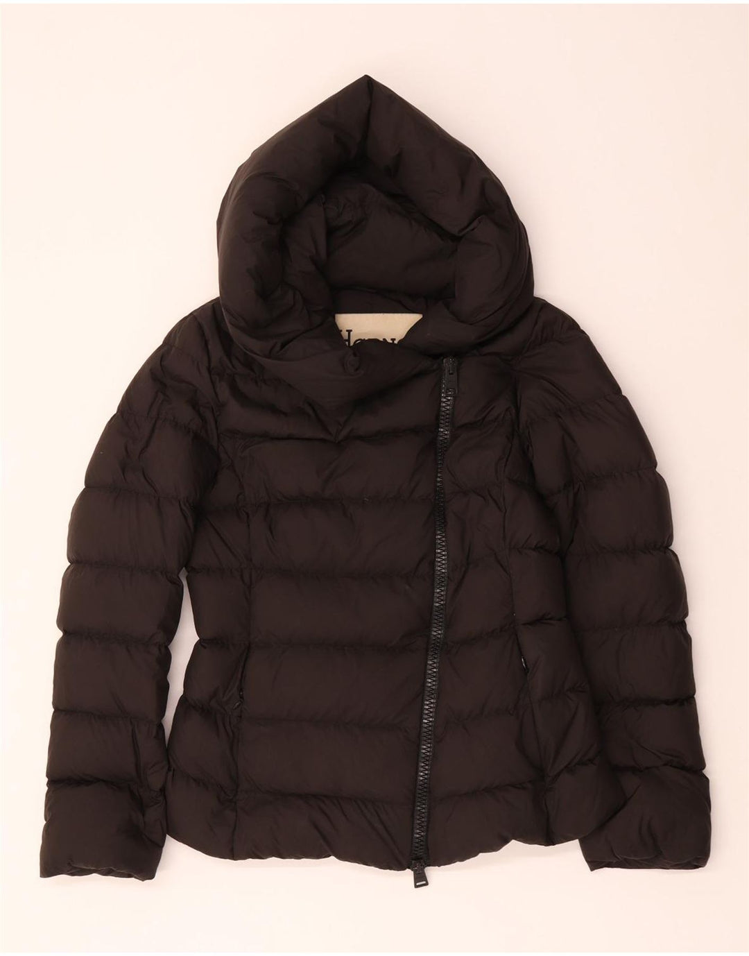 Jaqueta acolchoada com capuz feminino Herno IT 44 poliéster preto médio