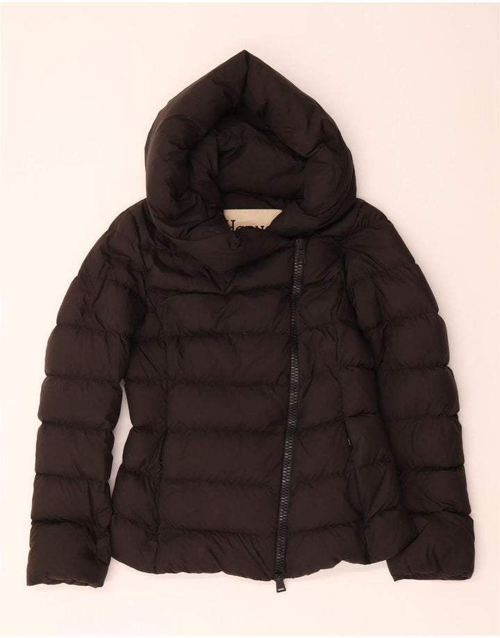Jaqueta acolchoada com capuz feminino Herno IT 44 poliéster preto médio
