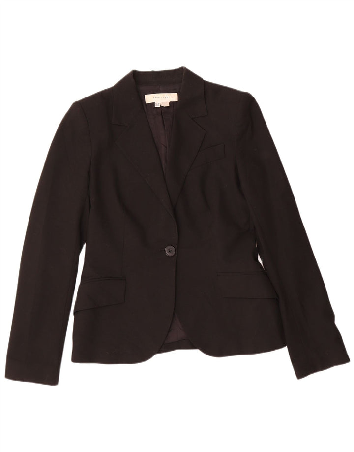 Jaqueta blazer feminina Zara com 1 botão EU 38 poliéster preto pequeno