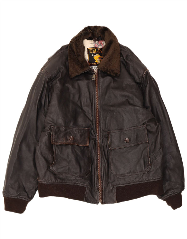 Jaqueta de couro masculina vintage UK 42 XL couro marrom