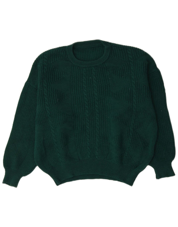 Suéter vintage masculino com gola redonda XL verde