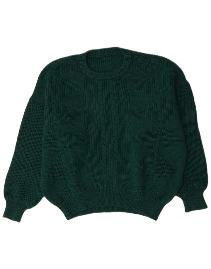 Suéter vintage masculino com gola redonda XL verde
