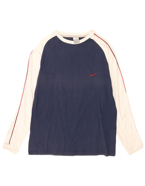 Top masculino Nike manga comprida UK 42/44 grande bloco colorido azul marinho