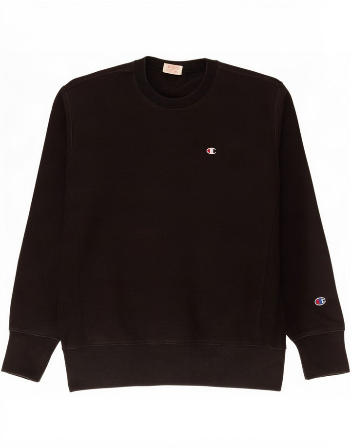 Champion masculino reverso weave moletom jumper médio algodão preto