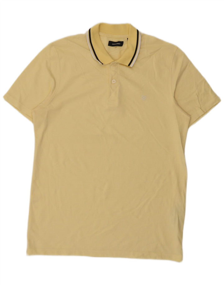 Camisa polo masculina Jack & Jones médio algodão amarelo
