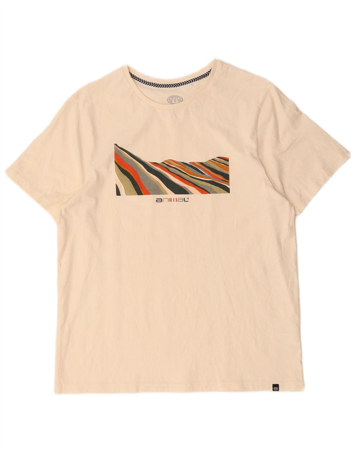 Animal Mens Graphic T-Shirt Top Médio Off White Algodão