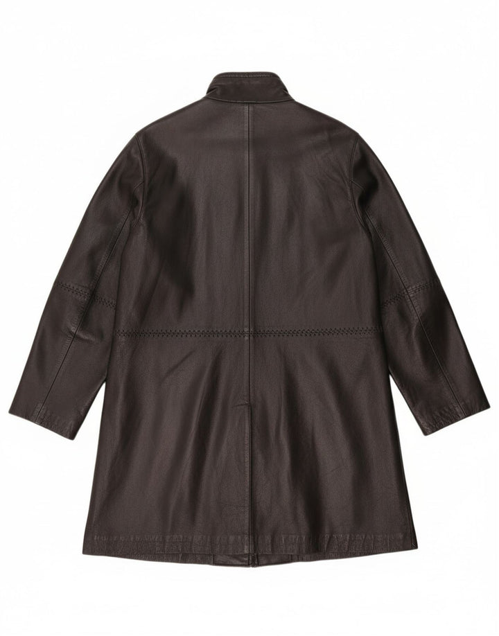 Casaco de couro feminino vintage Reino Unido 12 couro preto médio