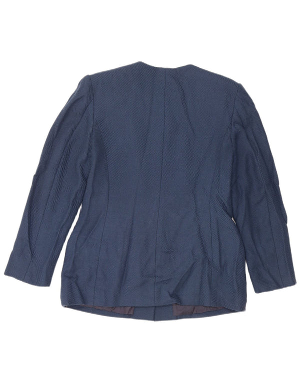 Luisa Spagnoli jaqueta blazer feminina de 5 botões IT 46 grande lã virgem azul
