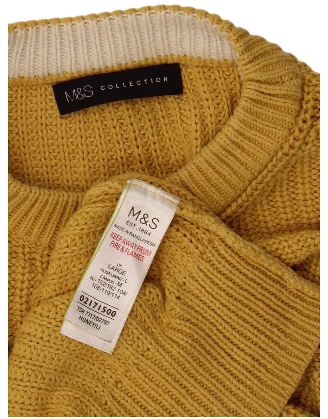 Suéter feminino Marks & Spencer com gola redonda Reino Unido 16 grande amarelo