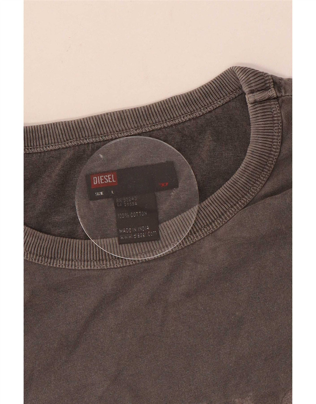 Diesel Mens Graphic Top Manga Longa Grande Algodão Cinza