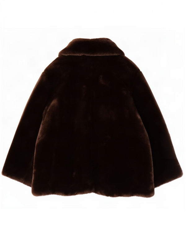 Jaqueta feminina vintage de pele sintética UK 20 2XL marrom acrílico