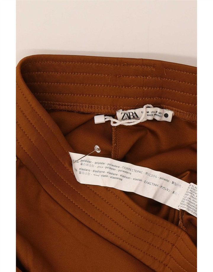 Shorts esportivo feminino Zara com ajuste relaxado UK 14 poliéster marrom médio