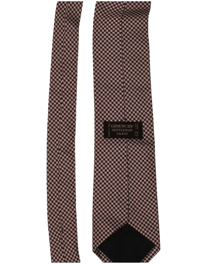 Gravata masculina GIVENCHY tamanho único marrom houndstooth seda clássica