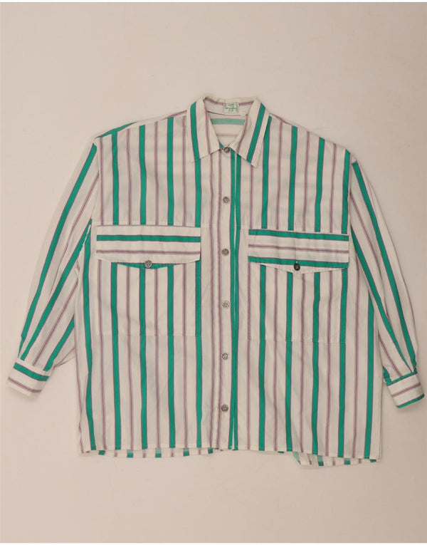 Camisa Benetton Mulher UK 18 XL Listrada Branca