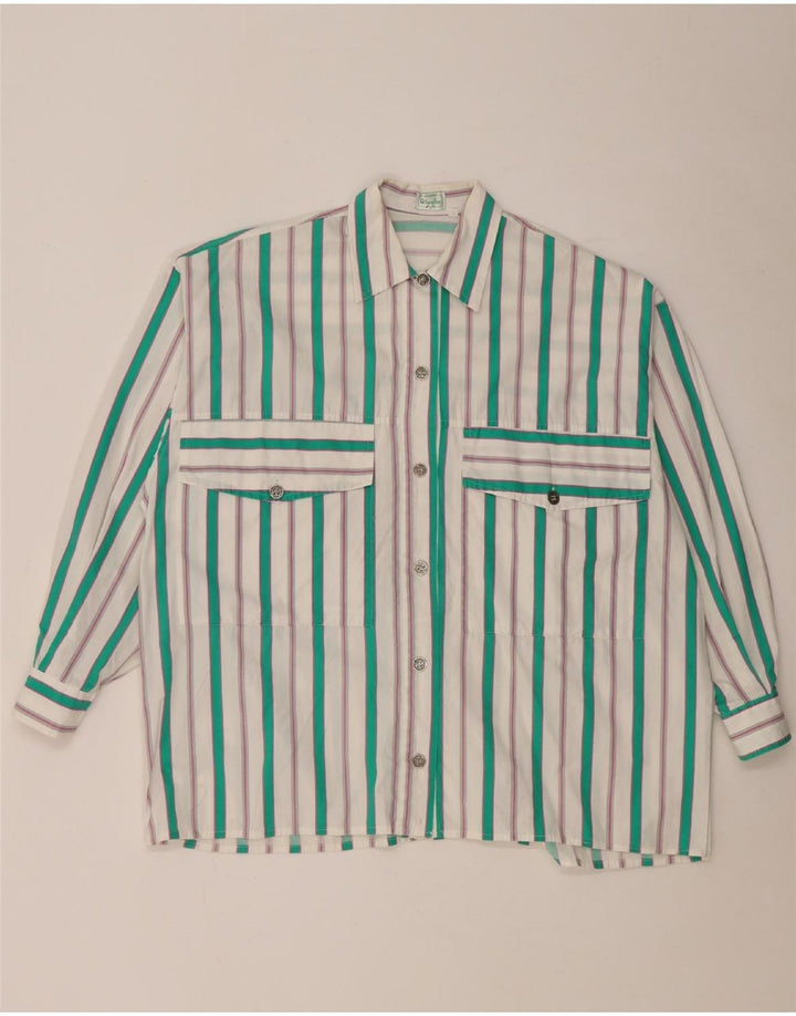 Camisa Benetton Mulher UK 18 XL Listrada Branca