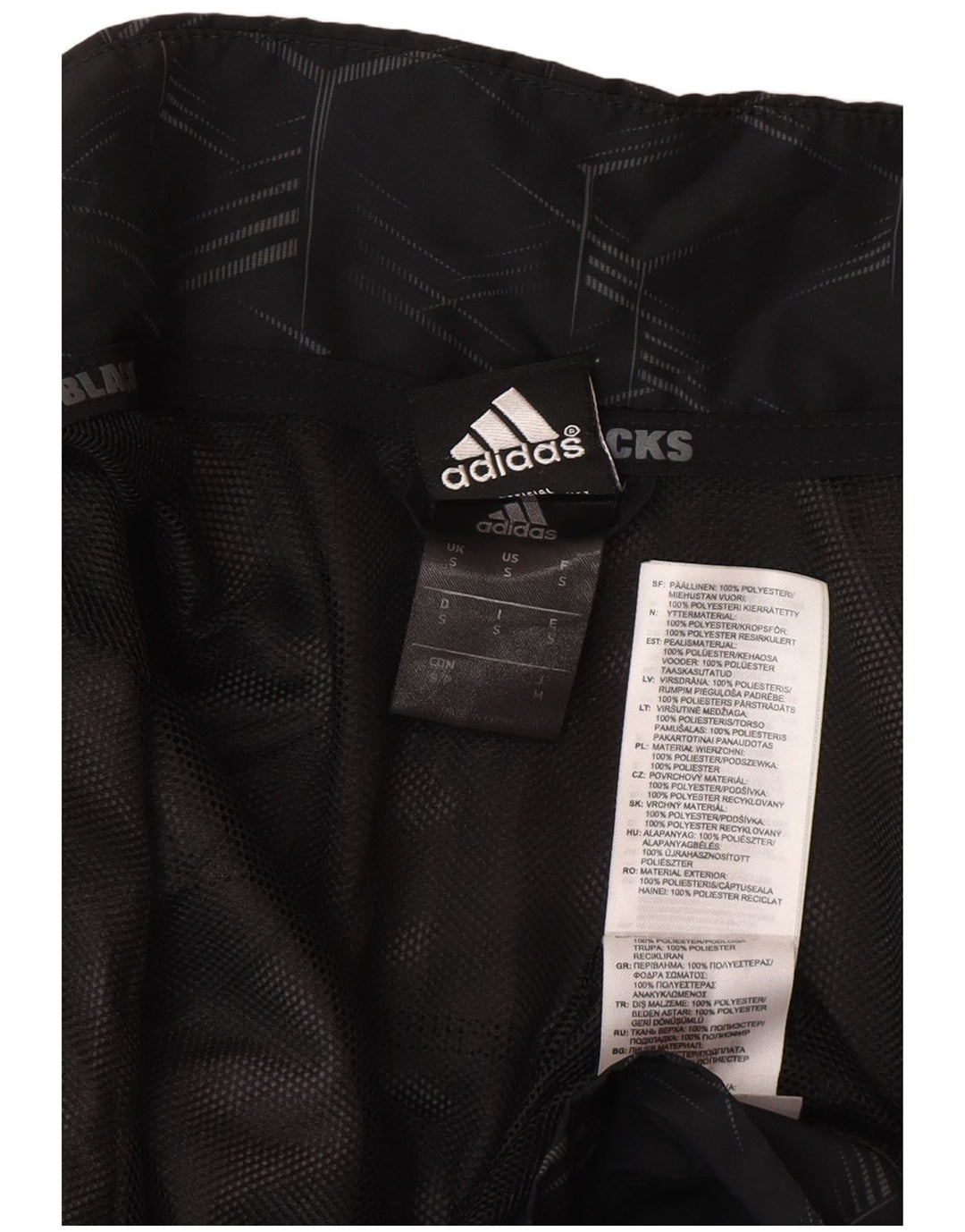 Adidas Mens All Blacks Graphic Treino Top Jaqueta Pequena Geométrica Preta