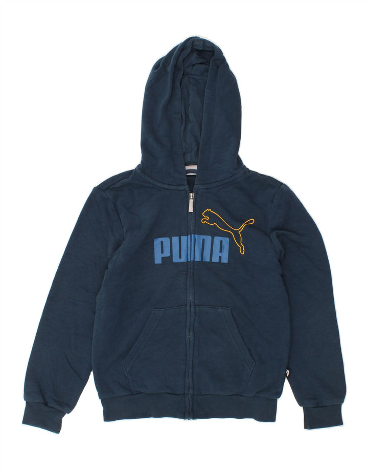 PUMA Boys Graphic Zip Hoodie Sweater 11-12 Years Navy Blue Vintage Puma and Second-Hand Puma from Messina Hembry 
