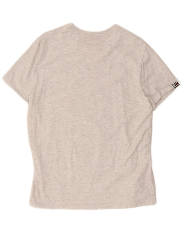 Camiseta gráfica masculina Superdry Top 2XL algodão manchado cinza