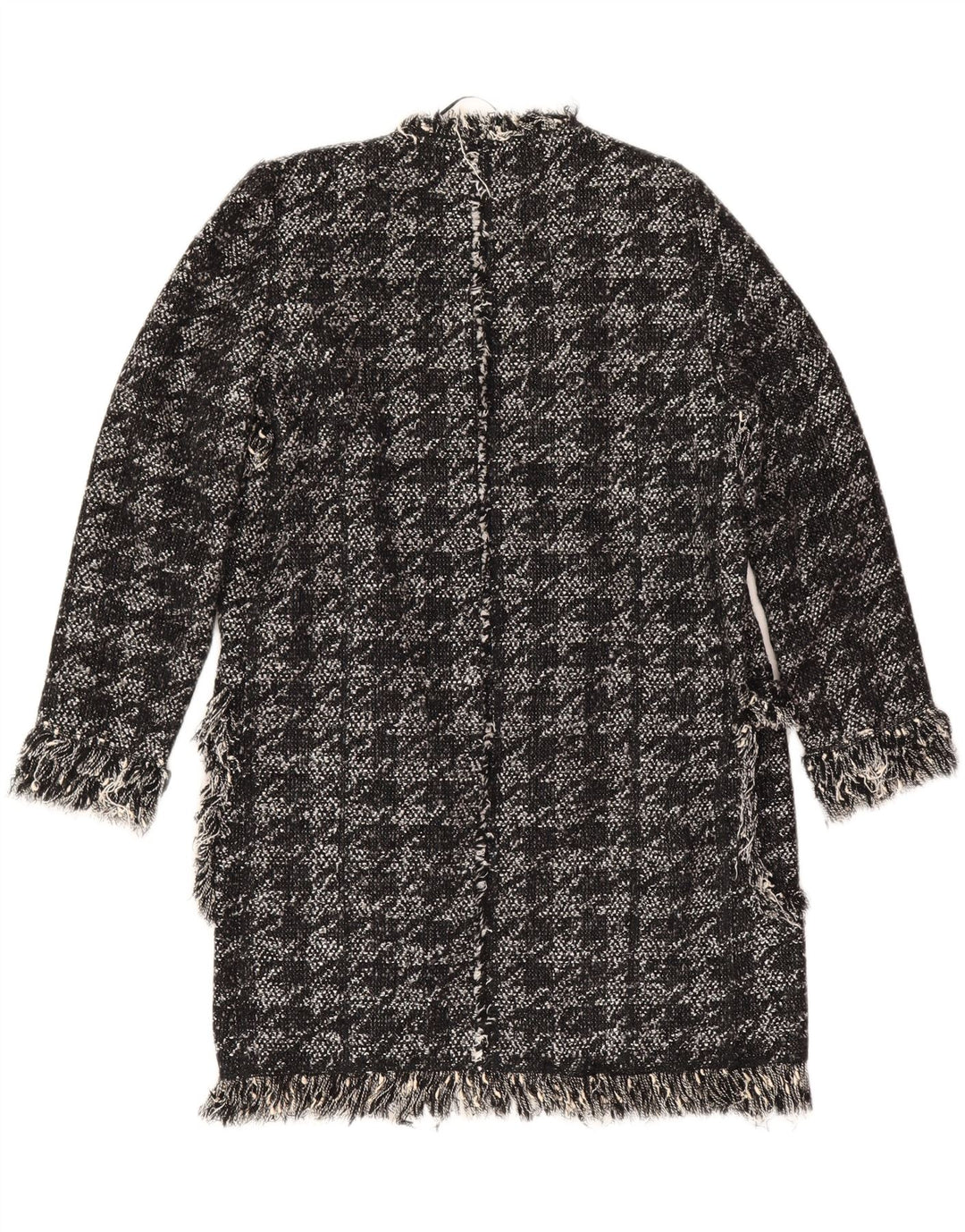 Sobretudo aberto feminino Zara Reino Unido 10 pequeno algodão houndstooth preto