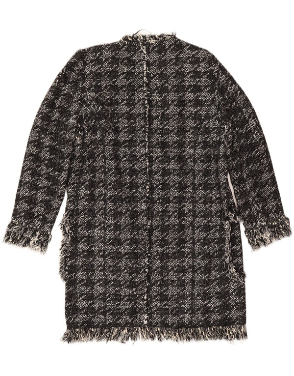 Sobretudo aberto feminino Zara Reino Unido 10 pequeno algodão houndstooth preto