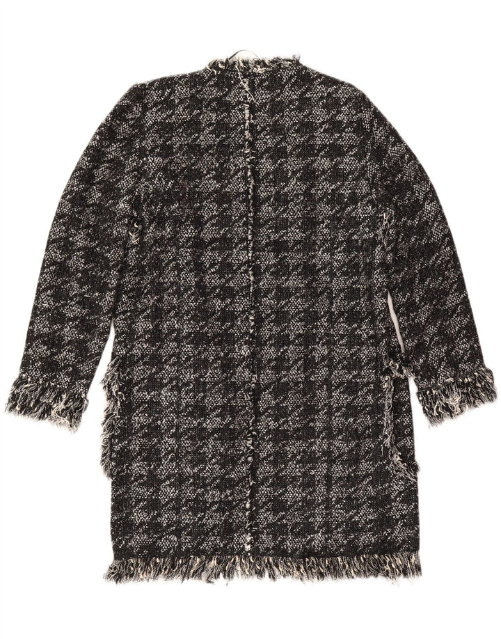 Sobretudo aberto feminino Zara Reino Unido 10 pequeno algodão houndstooth preto