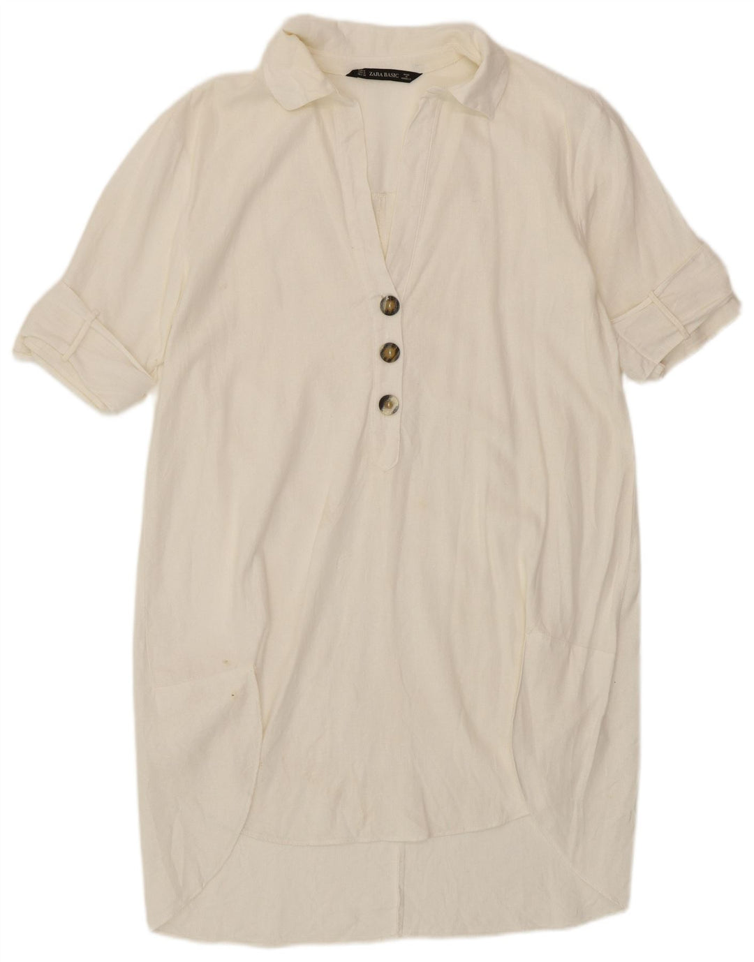 Vestido camisa feminino de mangas curtas ZARA Reino Unido 14 médio branco