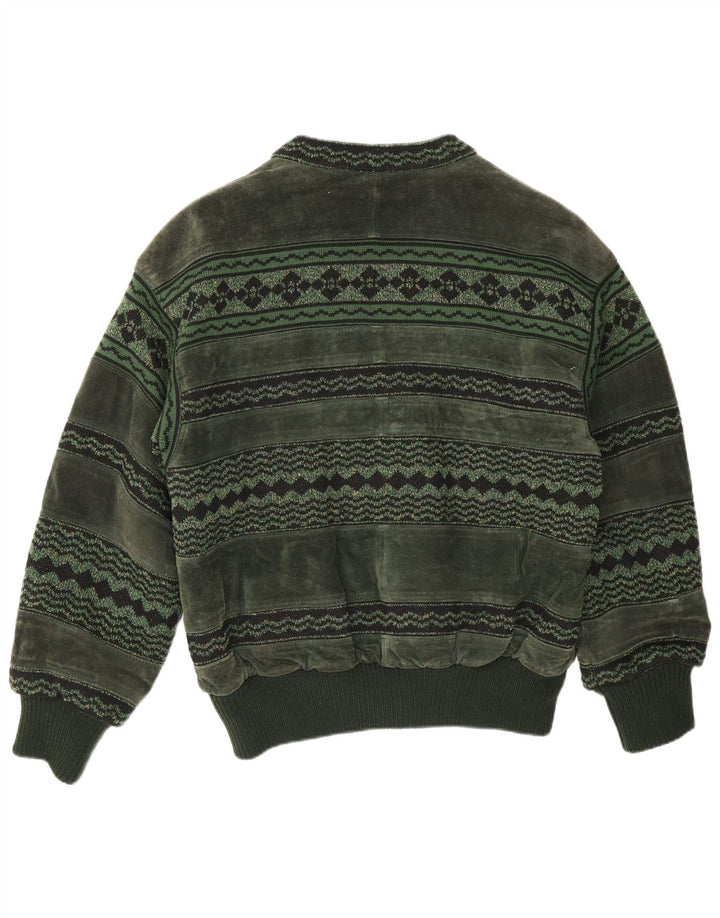 Jaqueta bomber masculina de camurça Breco IT 50 grande couro verde