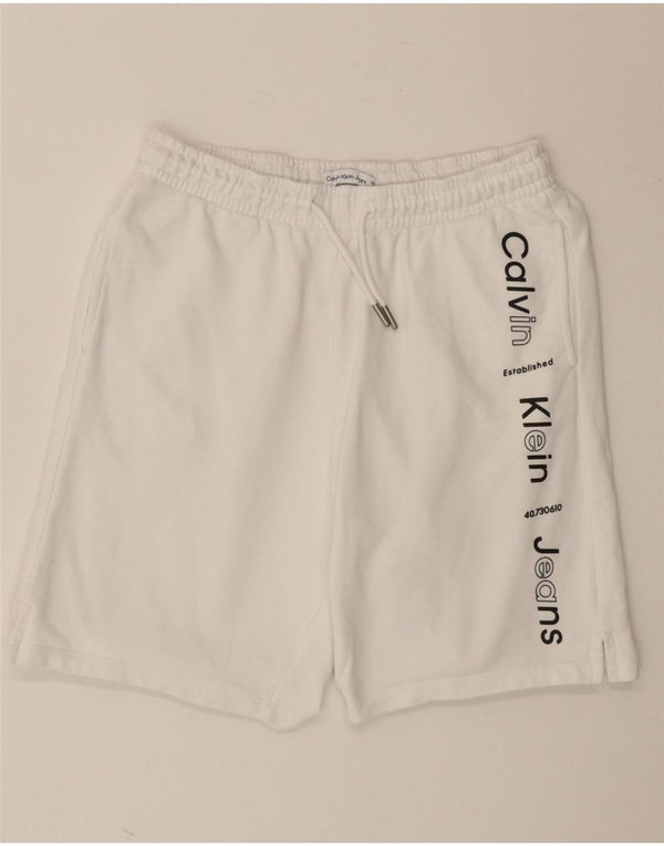 Shorts esportivos gráficos Calvin Klein para meninos 13-14 anos algodão branco